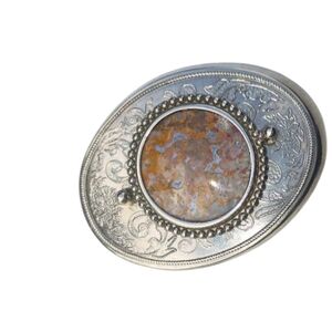 Silver and Brown Belt Buckle